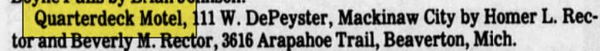 Hiawatha Motel (Quarterdeck Motel) - April 1983 Article
